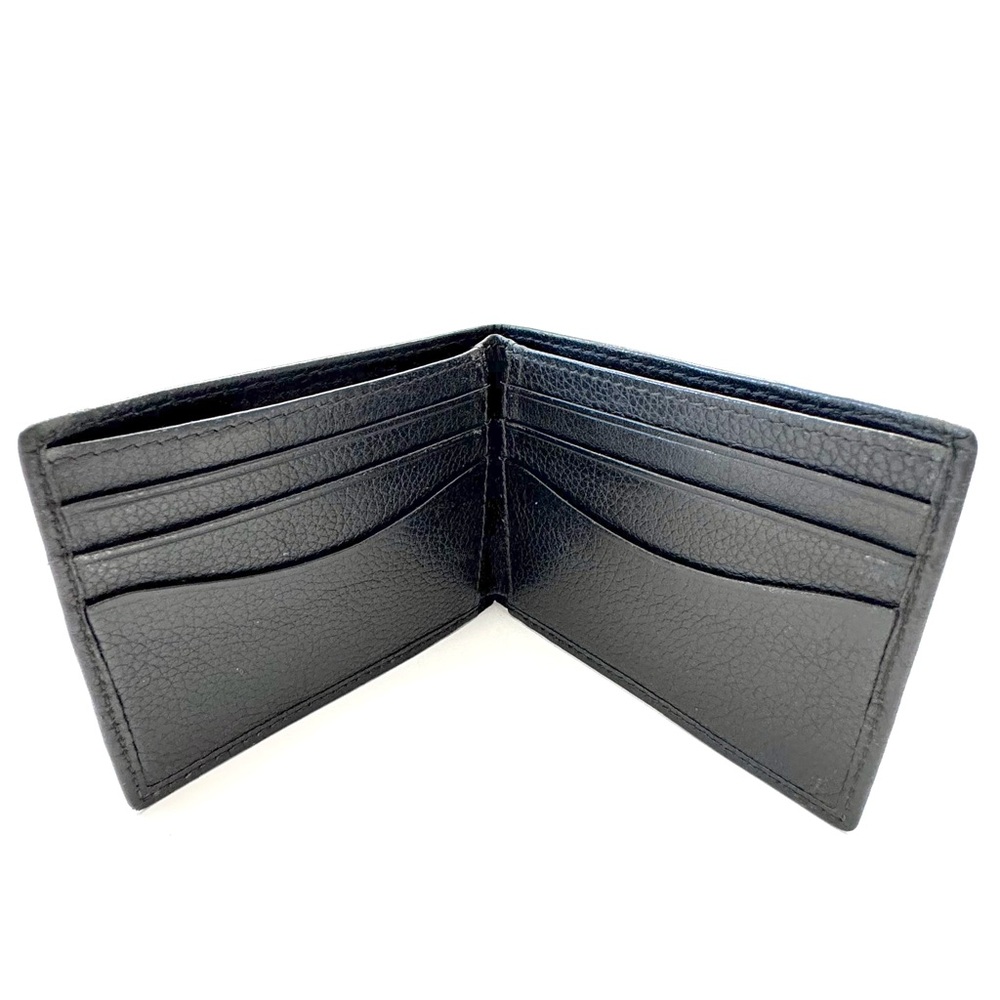 J Crew Black Pebbled Leather Billfold Wallet Classic Bifold Card & Cash Holder - Picture 7 of 7